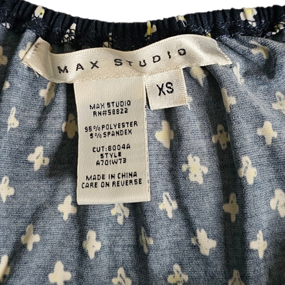 Max Studio Navy Blue Boho Empire Waist Top XS (Fits S/M) - Picture 4 of 7